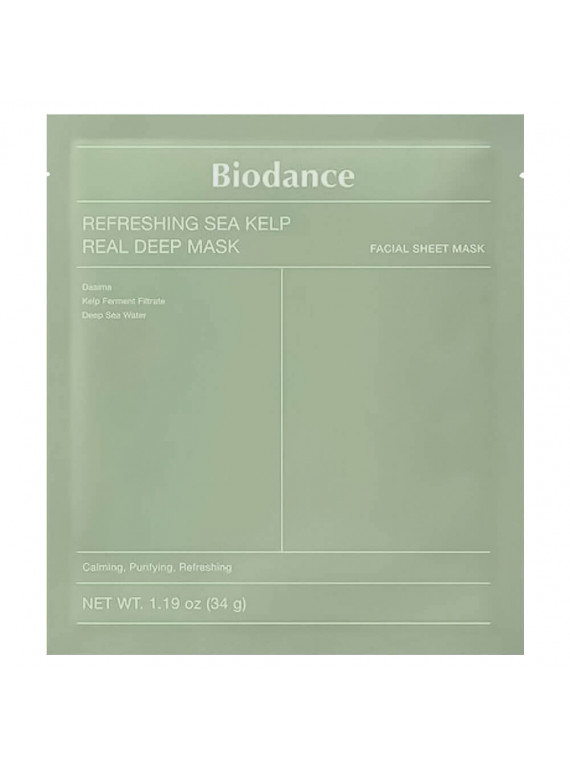 МАСКА ДЛЯ ЛИЦА ГИДРОГЕЛЕВАЯ УСПОКАИВАЮЩАЯ С МОРСКИМИ ВОДОРОСЛЯМИ BIODANCE 34g