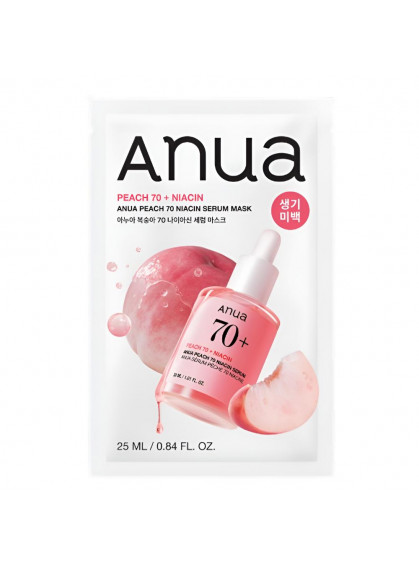МАСКА ТКАНЕВАЯ C ПЕРСИКОМ PEACH 70 NIACIN SERUM MASK ANUA 25ml